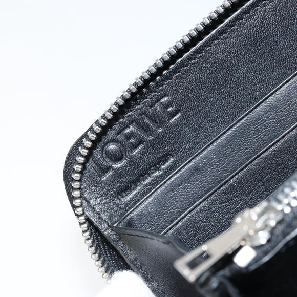 LOEWE Anagram Long Wallet Leather Blue Silver Auth gh1176