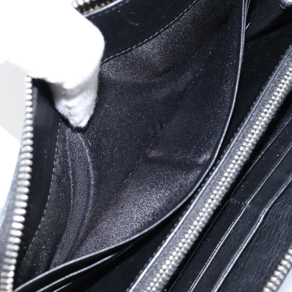 LOEWE Anagram Long Wallet Leather Blue Silver Auth gh1176