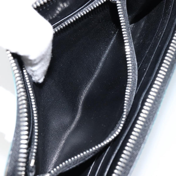 LOEWE Anagram Long Wallet Leather Blue Silver Auth gh1176