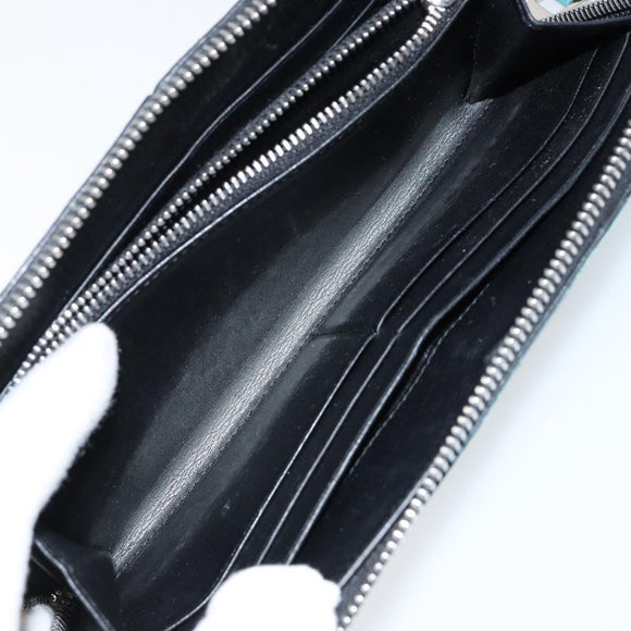 LOEWE Anagram Long Wallet Leather Blue Silver Auth gh1176