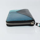 LOEWE Anagram Long Wallet Leather Blue Silver Auth gh1176-4