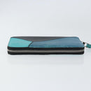 LOEWE Anagram Long Wallet Leather Blue Silver Auth gh1176-5