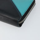 LOEWE Anagram Long Wallet Leather Blue Silver Auth gh1176-7