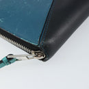 LOEWE Anagram Long Wallet Leather Blue Silver Auth gh1176-14