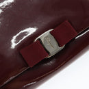 Salvatore Ferragamo Vala Chain Shoulder Bag Enamel Red Silver Auth gh1177-17