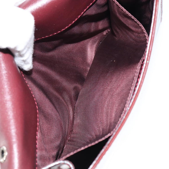 Salvatore Ferragamo Vala Chain Shoulder Bag Enamel Red Silver Auth gh1177