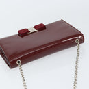 Salvatore Ferragamo Vala Chain Shoulder Bag Enamel Red Silver Auth gh1177-6