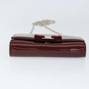 Salvatore Ferragamo Vala Chain Shoulder Bag Enamel Red Silver Auth gh1177-5