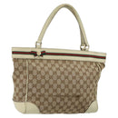 GUCCI GG Canvas Web Sherry Line Draagtas Beige Goud 257061 Auth gh1178-1
