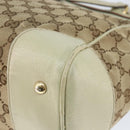 GUCCI GG Canvas Web Sherry Line Draagtas Beige Goud 257061 Auth gh1178-16