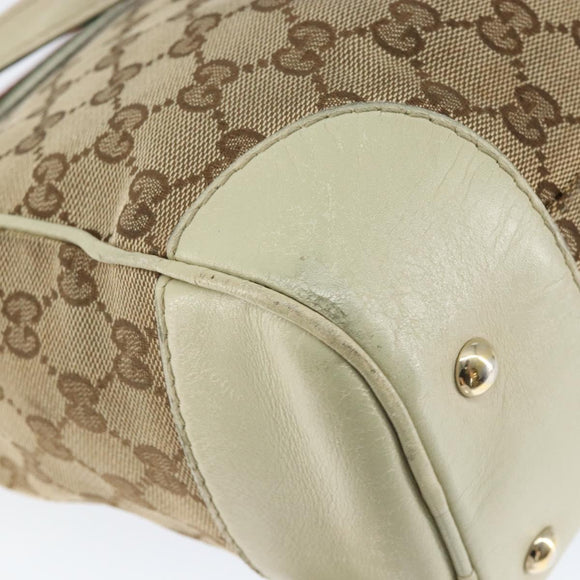GUCCI GG Canvas Web Sherry Line Draagtas Beige Goud 257061 Auth gh1178