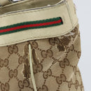 GUCCI GG Canvas Web Sherry Line Draagtas Beige Goud 257061 Auth gh1178-10
