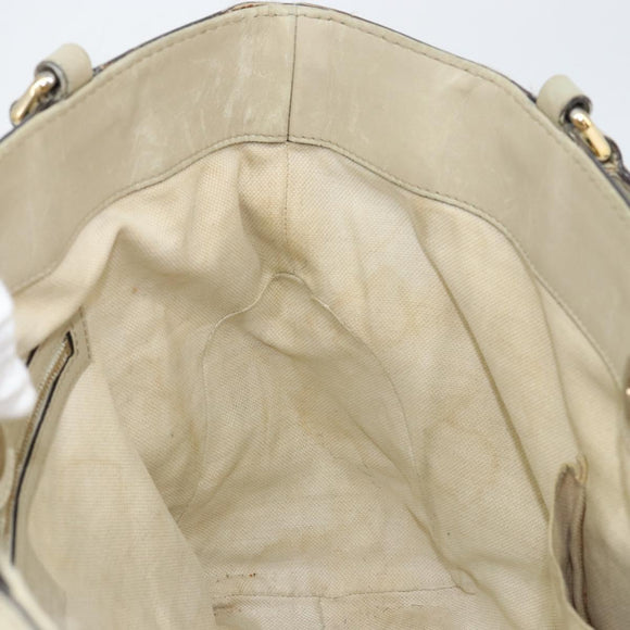 GUCCI GG Canvas Web Sherry Line Tote Bag Beige Gold 257061 Auth gh1178