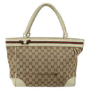 GUCCI GG Canvas Web Sherry Line Tote Bag Beige Gold 257061 Auth gh1178-13