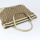 GUCCI GG Canvas Web Sherry Line Draagtas Beige Goud 257061 Auth gh1178-6