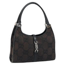 GUCCI GG Canvas Jackie Shoulder Bag Black Silver 002 1068 Auth gh1179-1