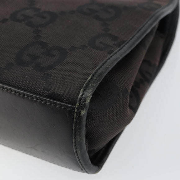 GUCCI GG Canvas Jackie Shoulder Bag Black Silver 002 1068 Auth gh1179