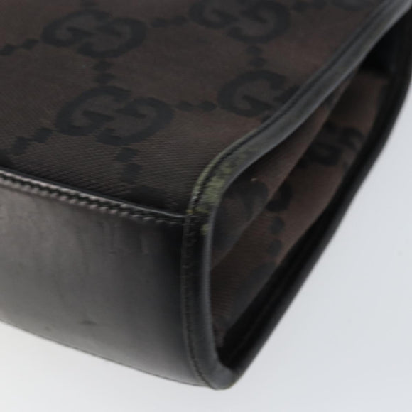 GUCCI GG Canvas Jackie Shoulder Bag Black Silver 002 1068 Auth gh1179