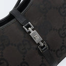 GUCCI GG Canvas Jackie Shoulder Bag Black Silver 002 1068 Auth gh1179-15