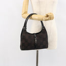 GUCCI GG Canvas Jackie Shoulder Bag Black Silver 002 1068 Auth gh1179-22