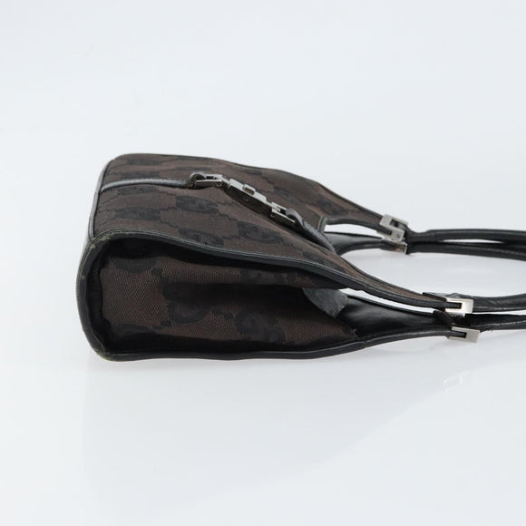 GUCCI GG Canvas Jackie Shoulder Bag Black Silver 002 1068 Auth gh1179