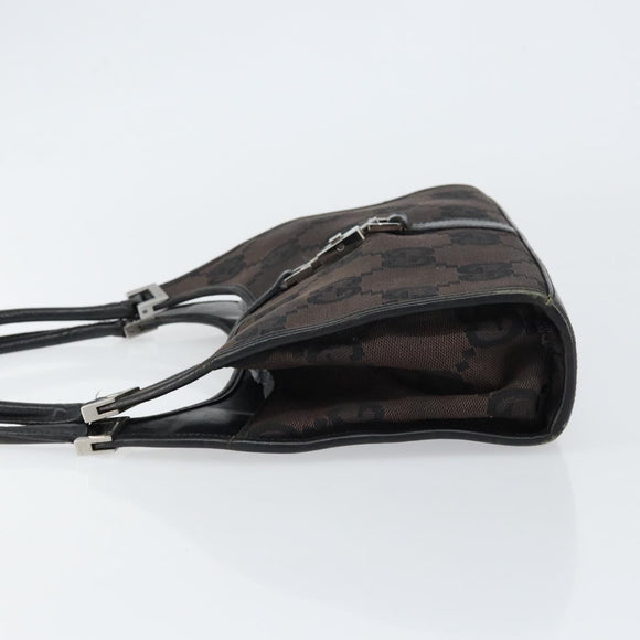 GUCCI GG Canvas Jackie Shoulder Bag Black Silver 002 1068 Auth gh1179