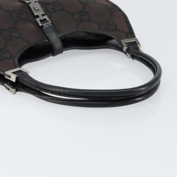 GUCCI GG Canvas Jackie Shoulder Bag Black Silver 002 1068 Auth gh1179
