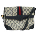GUCCI GG Supreme Sherry Line Shoulder Bag PVC Navy Gold 001 116 0844 Auth gh118-1