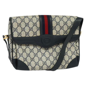GUCCI GG Supreme Sherry Line Shoulder Bag PVC Navy Gold 001 116 0844 Auth gh118