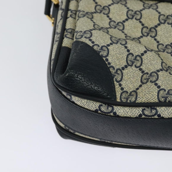 GUCCI GG Supreme Sherry Line Shoulder Bag PVC Navy Gold 001 116 0844 Auth gh118