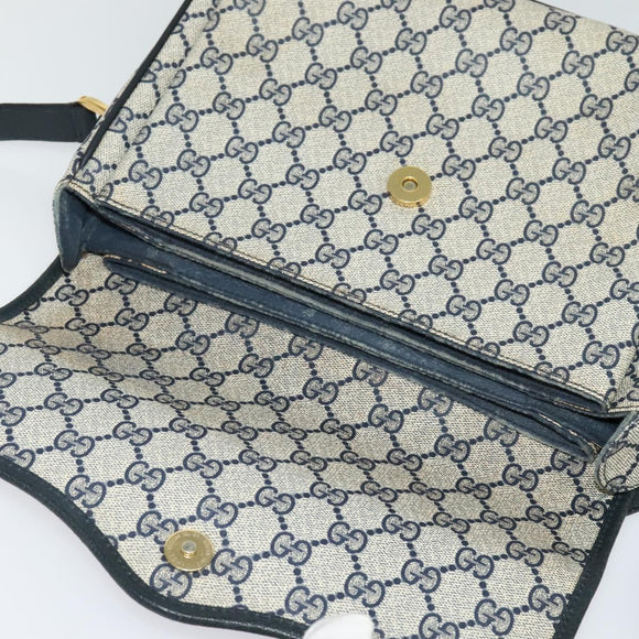 GUCCI GG Supreme Sherry Line Shoulder Bag PVC Navy Gold 001 116 0844 Auth gh118