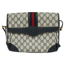 GUCCI GG Supreme Sherry Line Shoulder Bag PVC Navy Gold 001 116 0844 Auth gh118-13