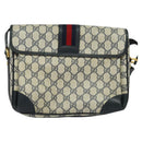 GUCCI GG Supreme Sherry Line Shoulder Bag PVC Navy Gold 001 116 0844 Auth gh118-2