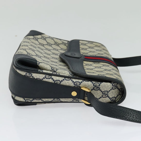 GUCCI GG Supreme Sherry Line Shoulder Bag PVC Navy Gold 001 116 0844 Auth gh118
