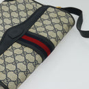 GUCCI GG Supreme Sherry Line Shoulder Bag PVC Navy Gold 001 116 0844 Auth gh118-6