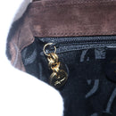 Salvatore Ferragamo Gancini Hand Bag Suede Brown Gold Auth gh1183-17