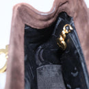 Salvatore Ferragamo Gancini Hand Bag Suede Brown Gold Auth gh1183-19