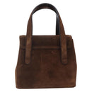 Salvatore Ferragamo Gancini Hand Bag Suede Brown Gold Auth gh1183-2