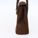 Salvatore Ferragamo Gancini Hand Bag Suede Brown Gold Auth gh1183-4