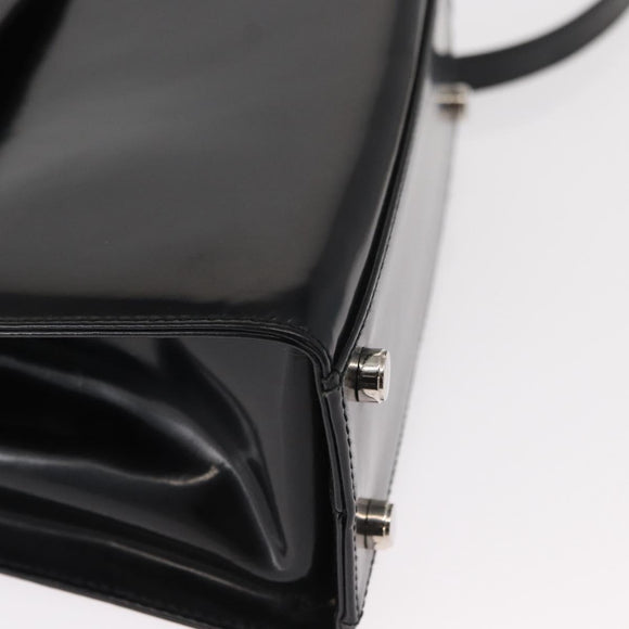 Salvatore Ferragamo Gancini Hand Bag Leather 2way Black Silver Auth gh1184