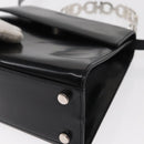 Salvatore Ferragamo Gancini Hand Bag Leather 2way Black Silver Auth gh1184-16