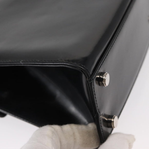 Salvatore Ferragamo Gancini Hand Bag Leather 2way Black Silver Auth gh1184