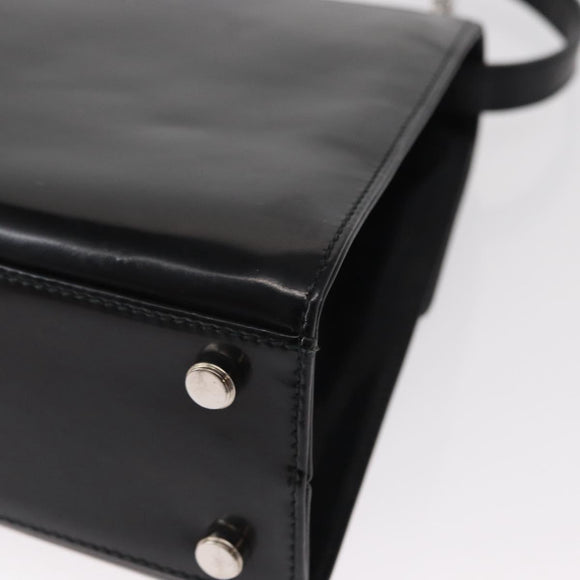 Salvatore Ferragamo Gancini Hand Bag Leather 2way Black Silver Auth gh1184