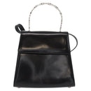 Salvatore Ferragamo Gancini Hand Bag Leather 2way Black Silver Auth gh1184-13