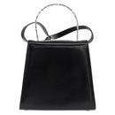 Salvatore Ferragamo Gancini Hand Bag Leather 2way Black Silver Auth gh1184-2