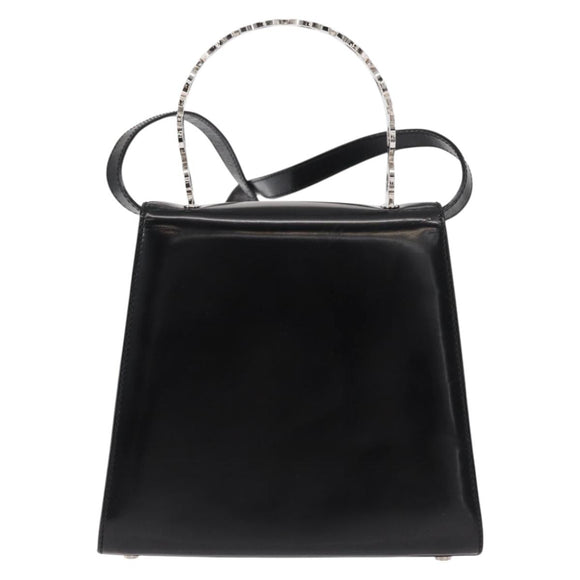 Salvatore Ferragamo Gancini Hand Bag Leather 2way Black Silver Auth gh1184
