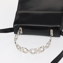 Salvatore Ferragamo Gancini Hand Bag Leather 2way Black Silver Auth gh1184-6