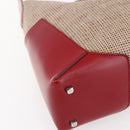 Salvatore Ferragamo Gancini Shoulder Bag Canvas Beige Silver Auth gh1189-12