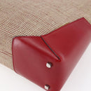 Salvatore Ferragamo Gancini Shoulder Bag Canvas Beige Silver Auth gh1189-13