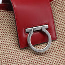 Salvatore Ferragamo Gancini Shoulder Bag Canvas Beige Silver Auth gh1189-15
